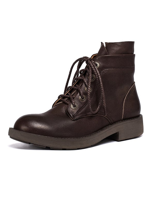 Autumn Winter Smooth Leather Martin Boots for Women