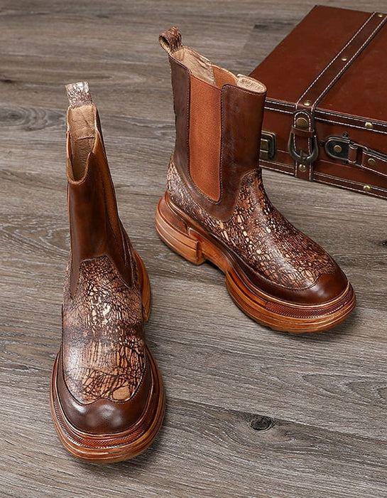 Autumn Winter Handmade Retro Leather Platform Boots Nov New Trends 2020 120.80