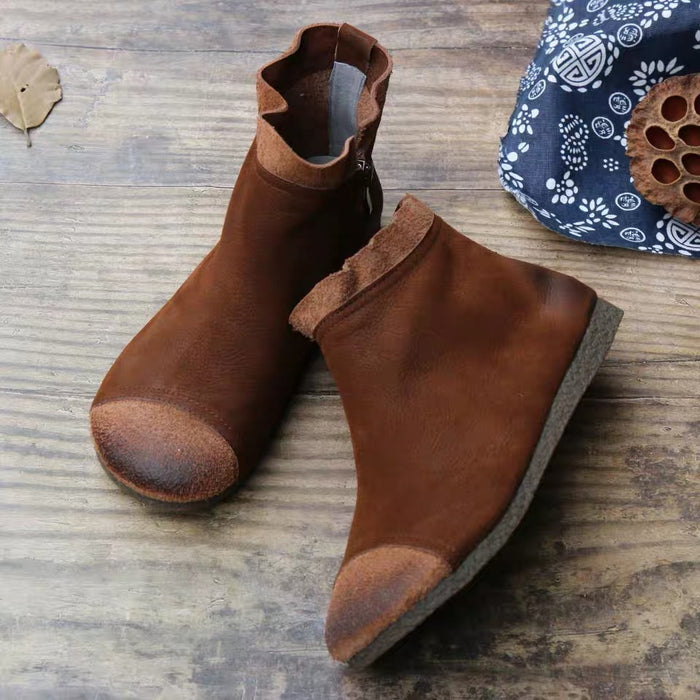 Gift Shoes Autumn Casual Flat Soft Bottom Leather Women's Boots