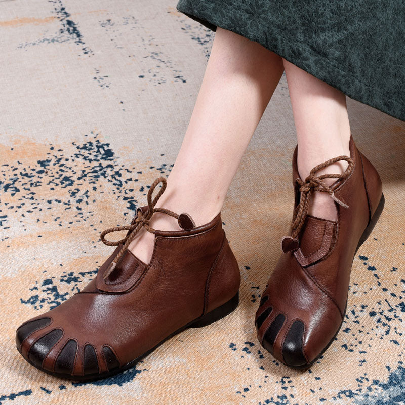 Autumn Leather Retro Handmade Soft Bottom Ankle boots l Gift Shoes — Obiono