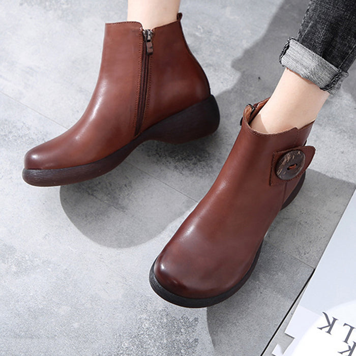 Autumn Retro Leather Handmade Women's Boots | Gift Shoes