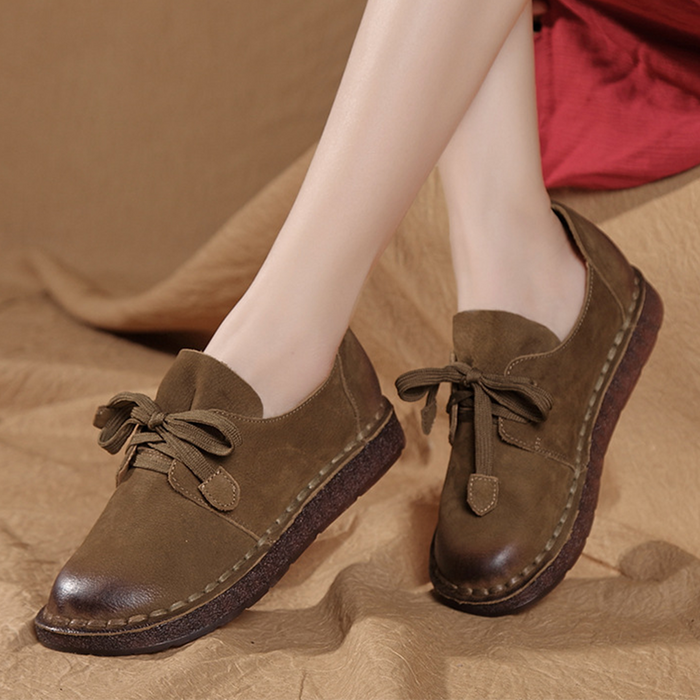 Zapatos de mujer hechos a mano informales con suela suave de cuero