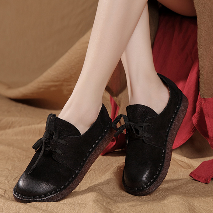 Gift Shoes Autumn Leather Soft Bottom Casual Handmade Women's Shoes