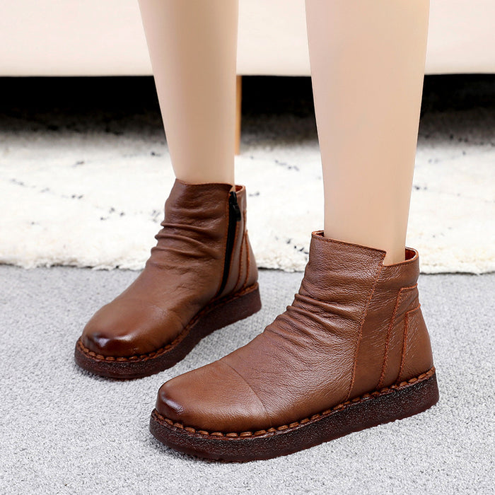Retro Leather Women's Winter Boots | Gift Shoes 35-41