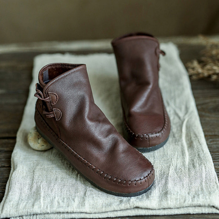 Autumn Retro Handmade Flat Short Women's Boots | Gift Shoes