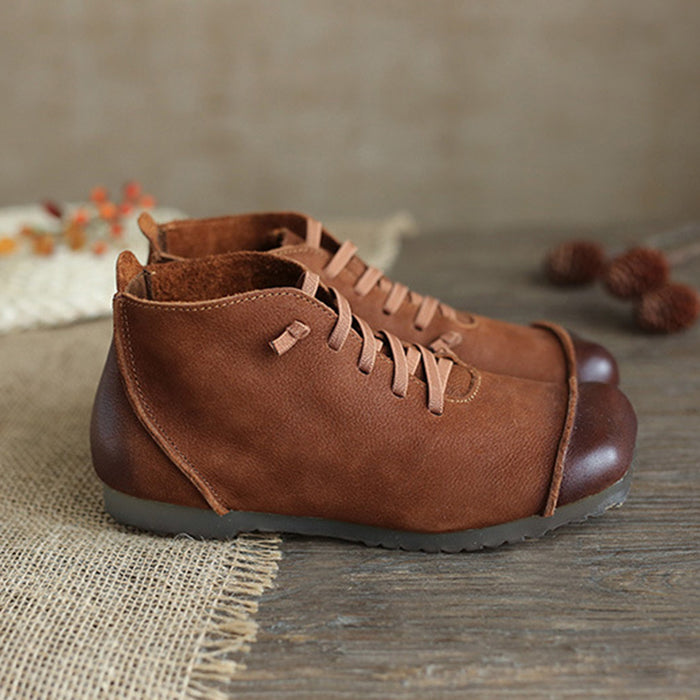 Autumn Retro Handmade Flat Women's Ankle Boots