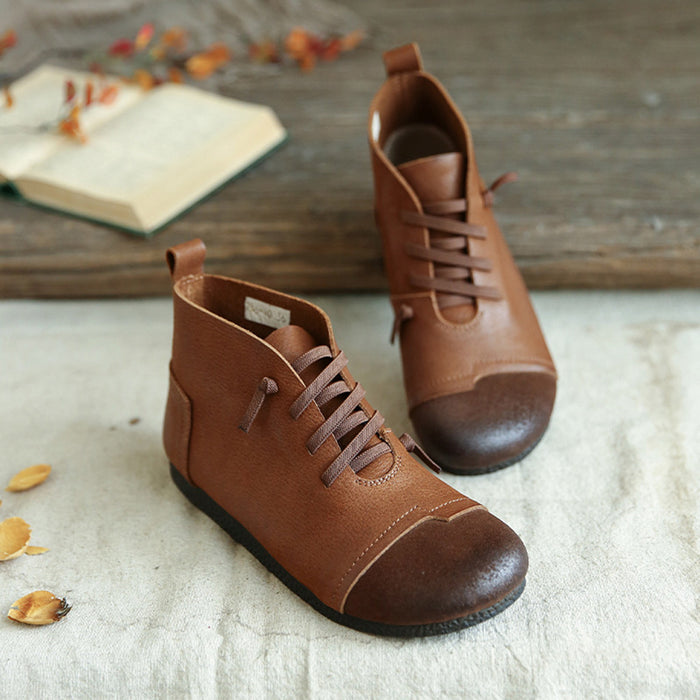 Autumn Retro Leather Soft Bottom Japanese Style Women's Boots | Gift Shoes