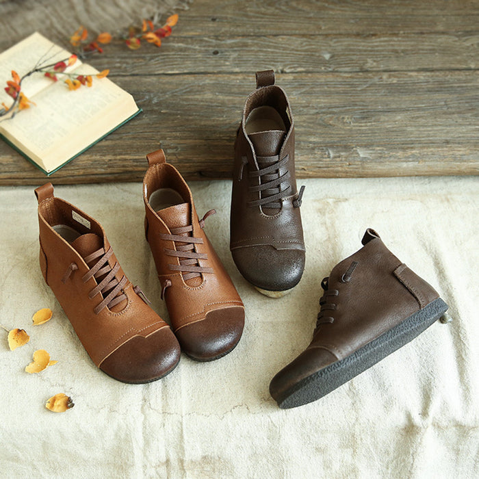 Autumn Retro Leather Soft Bottom Japanese Style Women's Boots | Gift Shoes