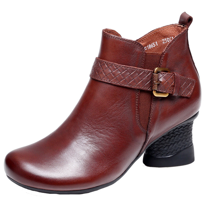Autumn Retro Leather Women Ankle Boots