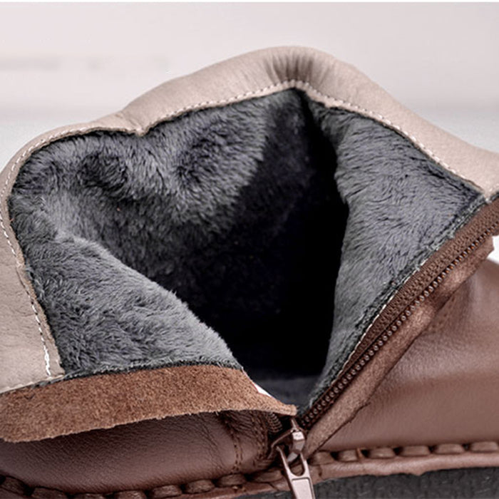 Gift Shoes Retro Soft Leather Velvet Handmade Women's Winter Shoes
