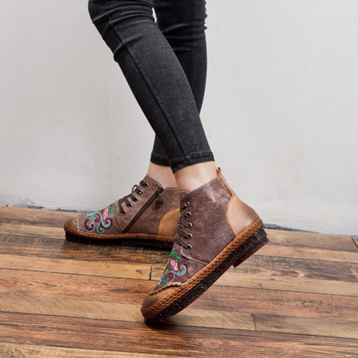 Autumn Vintage Retro Leather Handmade Women's Boots | Gift Shoes