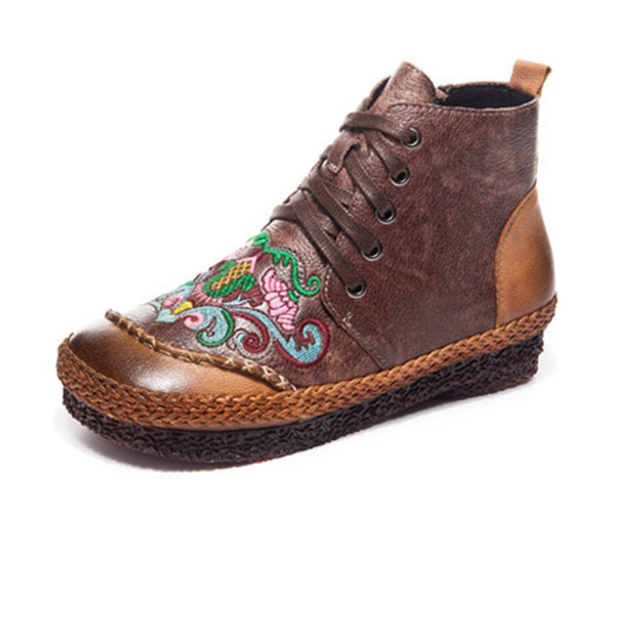 Autumn Vintage Retro Leather Handmade Women's Boots | Gift Shoes