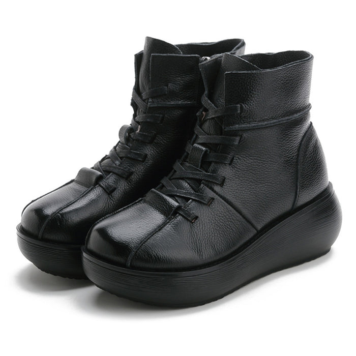 Autumn Winter Comfortable Leather Vintage Short Boots | Gift Shoes