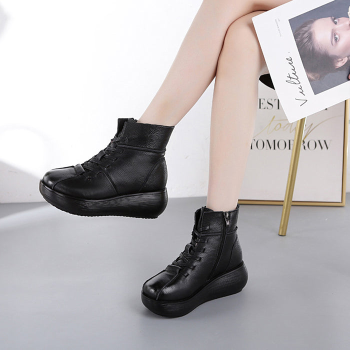 Autumn Winter Comfortable Leather Vintage Short Boots | Gift Shoes