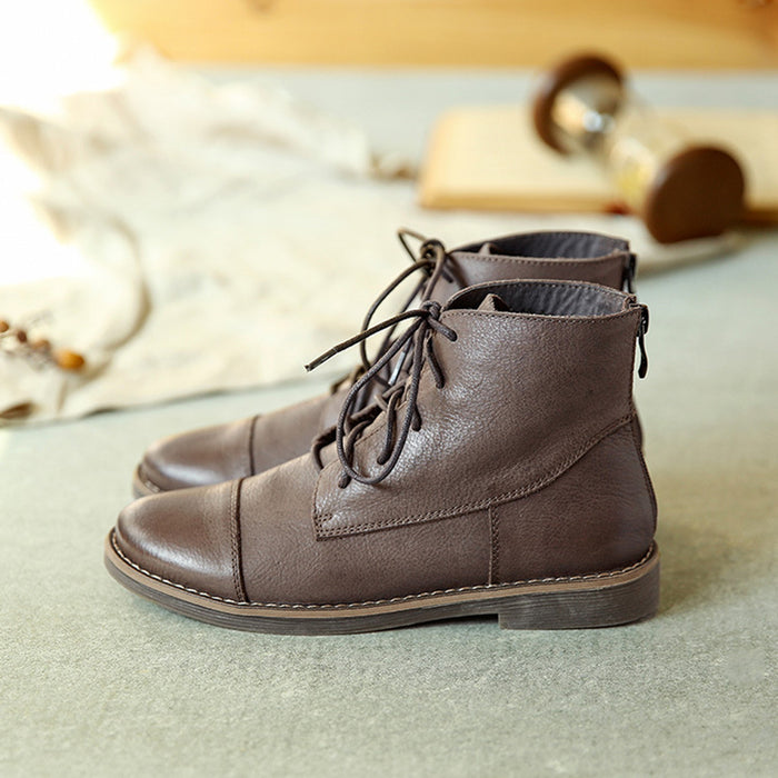 Autumn Winter Comfortable Retro Leather Ankle Women's Boots | Gift Shoes