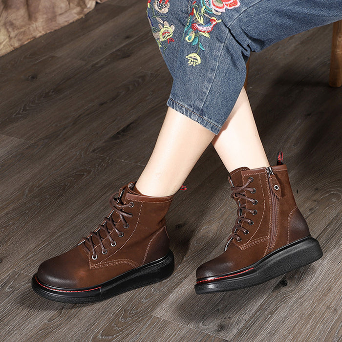 Autumn Winter Flat Leather Sports Fashion Women's Boots | Gift Shoes