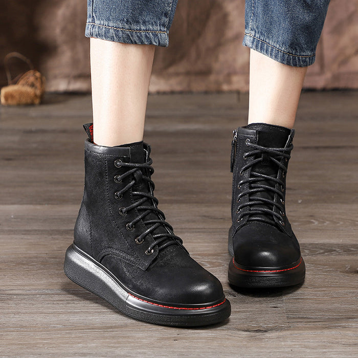 Autumn Winter Flat Leather Sports Fashion Women's Boots | Gift Shoes