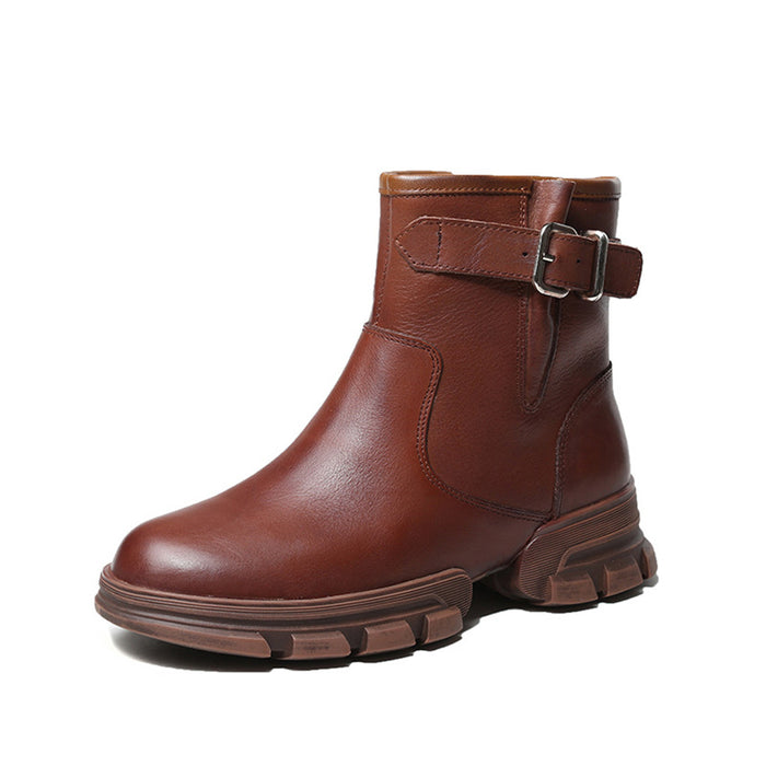 Autumn Winter Handmade Leather Platform Warm Martin Women's Boots | Gift Shoes