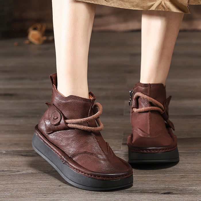 Autumn Winter Leather Casual Comfortable Ethnic Women's Boots | Gift Shoes