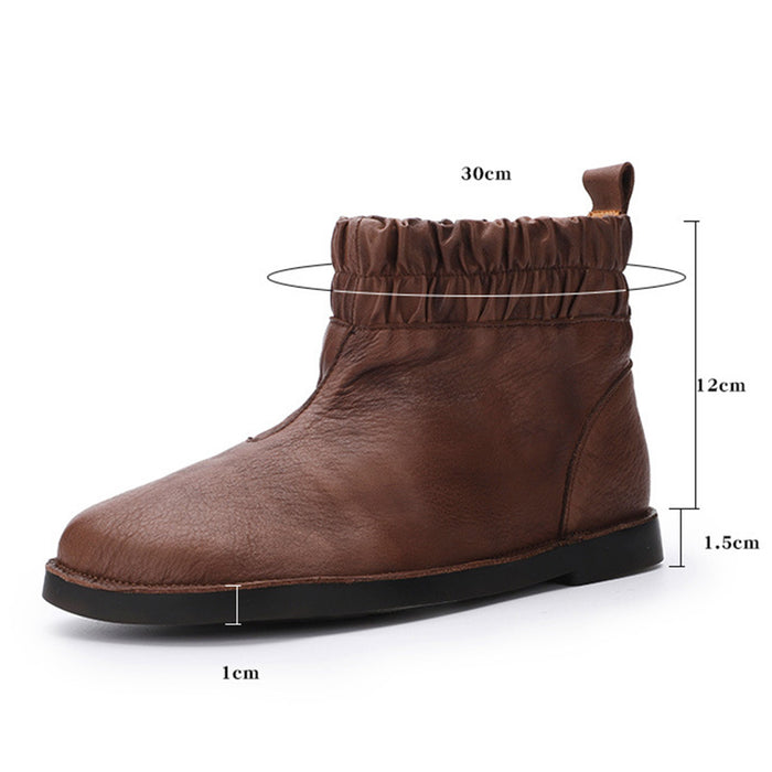 Autumn Winter Leather Comfortable Retro Women's Short Boots | Gift Shoes