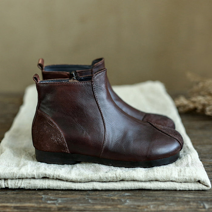 Autumn Winter Leather Retro Handmade Casual Women's Boots | Gift Shoes