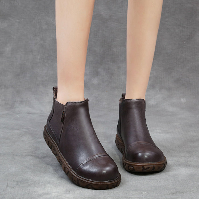Autumn Winter Leather Retro Soft Bottom Short Women's Boots | Gift Shoes November New 2019 77.12