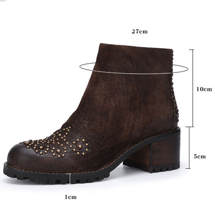 Autumn Winter Leather Retro Women's Ankle Boots | Gift Shoes