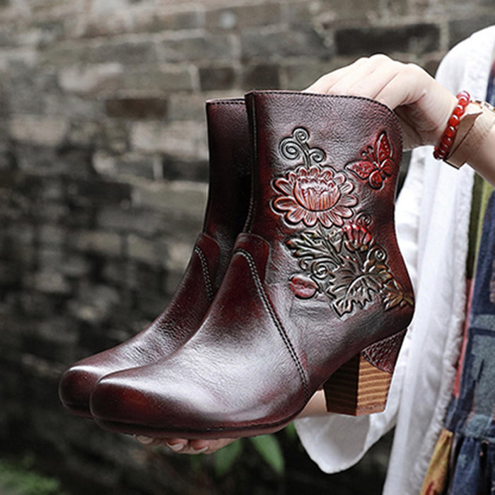 Autumn Winter Leather Retro Women's Boots | Gift Shoes