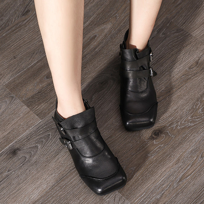 Autumn Winter Leather Soft Bottom Women's Short boots