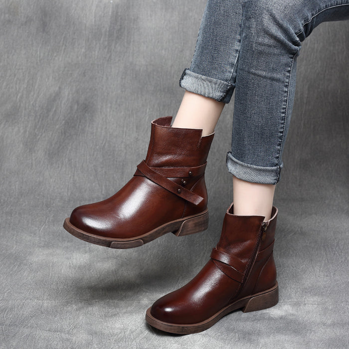 Autumn Winter Leather Women's Boots