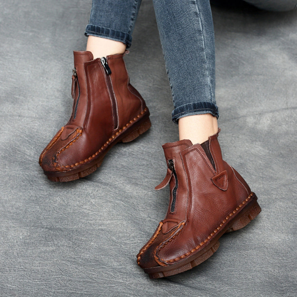 Autumn Winter Ethnic Style Handmade Soft Leather Boots 35-43 — Obiono