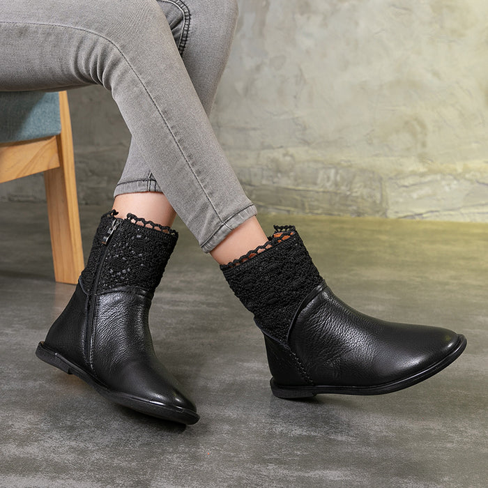 Autumn Winter Retro Handmade Leather Stitching Ankle Boots| Gift Shoes