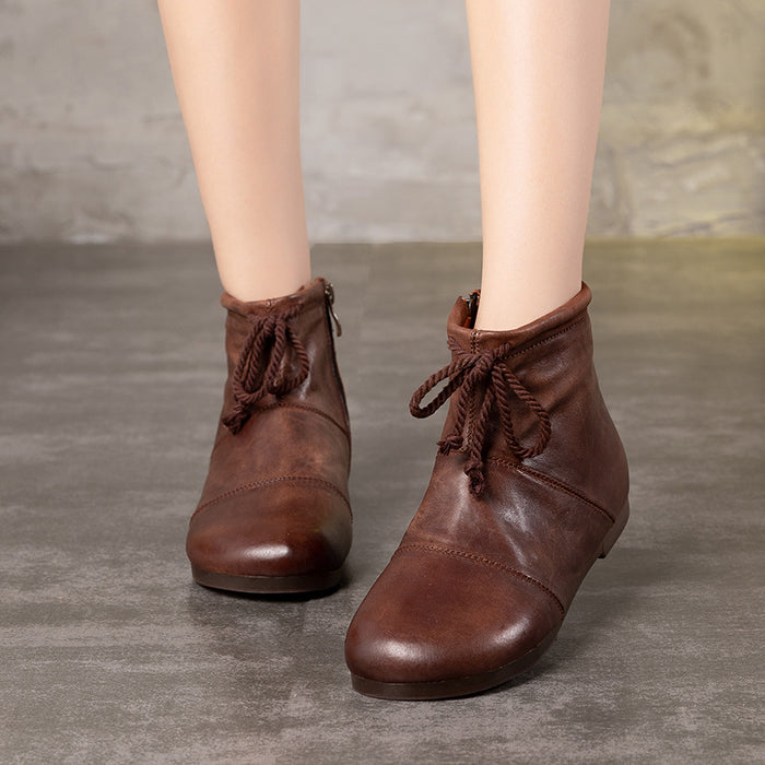 Autumn Winter Retro Handmade Leather Stitching Women Boots| Gift Shoes