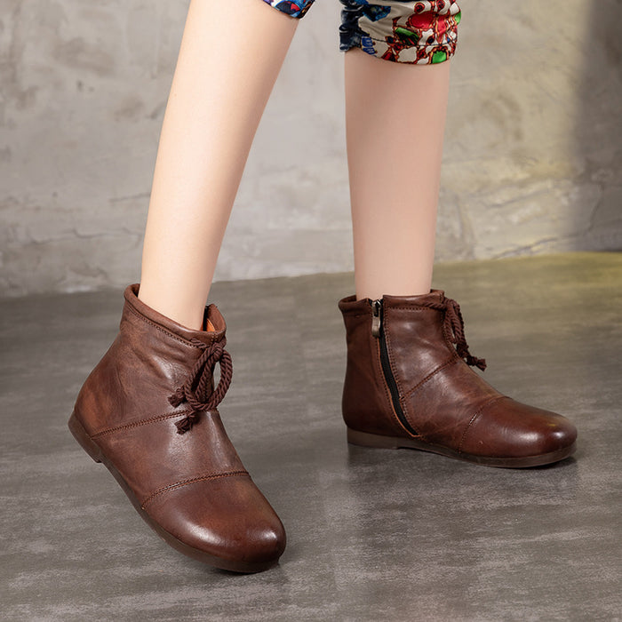 Autumn Winter Retro Handmade Leather Stitching Women Boots| Gift Shoes