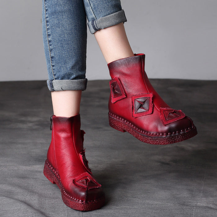 Autumn Winter Retro Leather Ankle Women's Boots | Gift Shoes