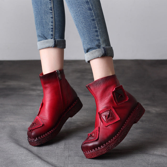 Autumn Winter Retro Leather Ankle Women's Boots | Gift Shoes