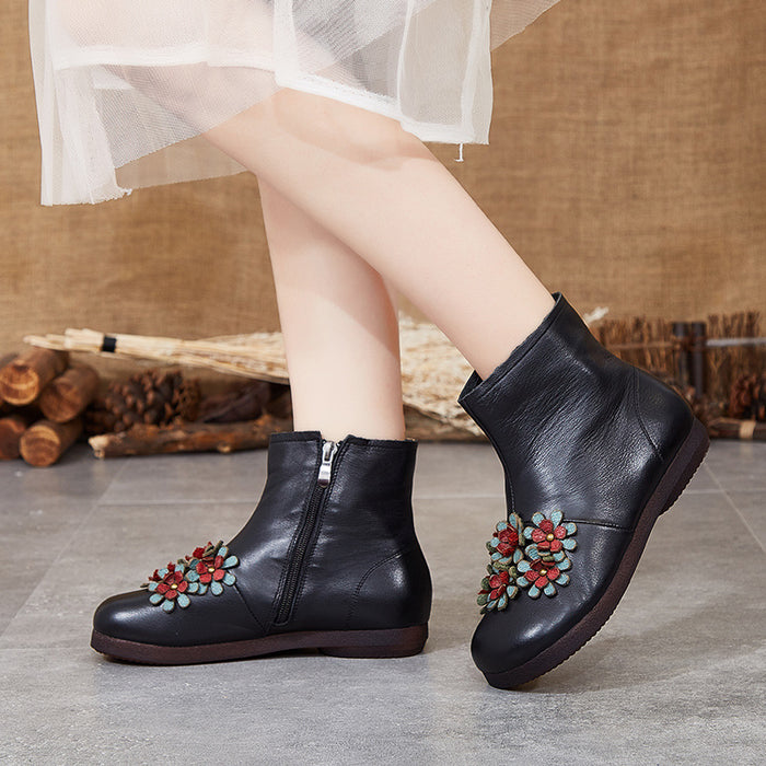 Gift Shoes Autumn Winter Retro Leather Comfortable Thick Women Shoes