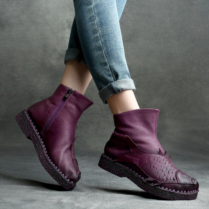 Autumn Winter Retro Leather Handmade Ankle Women's Boots | Gift Shoes