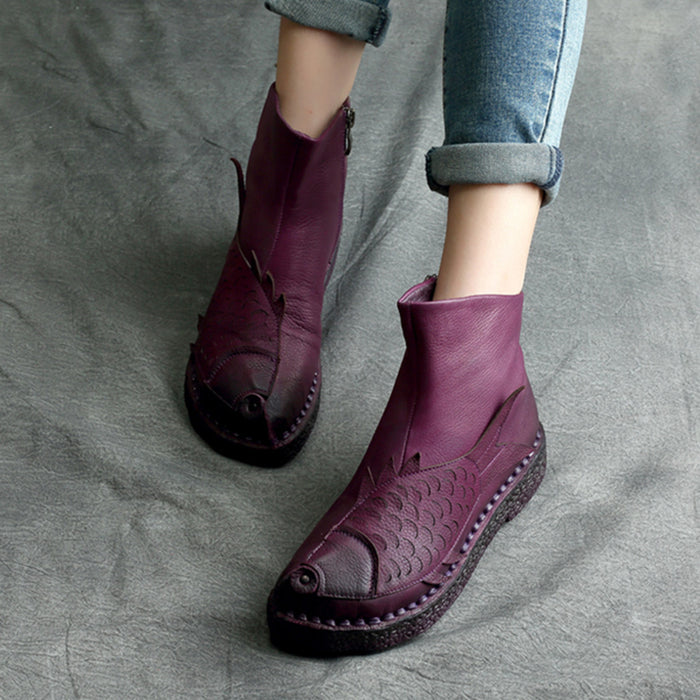 Autumn Winter Retro Leather Handmade Ankle Women's Boots | Gift Shoes