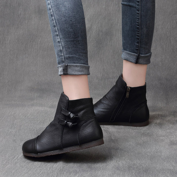 Autumn Winter Retro Leather Handmade Women's Ankle Boots | Gift Shoes