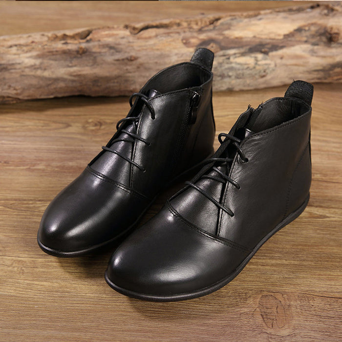 Autumn Winter Retro Leather Soft Ankle Women's Boots | Gift Shoes