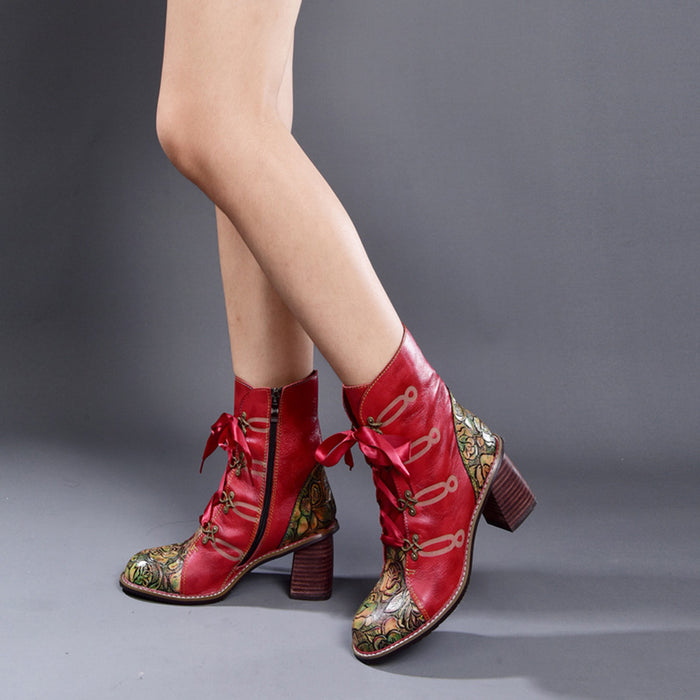 Autumn Winter Thick Leather Fashion Women's Vintage Ankle Boots | Gift Shoes 36-42