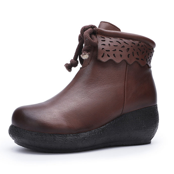 Autumn Winter Thick Leather Warm Comfortable Cotton Women's boots