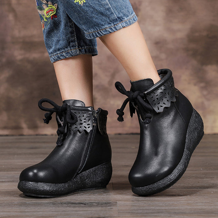 Autumn Winter Thick Leather Warm Comfortable Cotton Women's boots