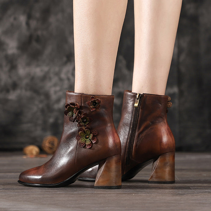 Autumn Winter Thick  Retro Leather Women's Ankle Boots | Gift Shoes