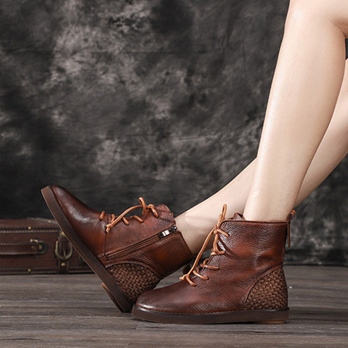 Autumn Winter Women's Ankle Boots Leather Retro Comfortable | Gift Shoes