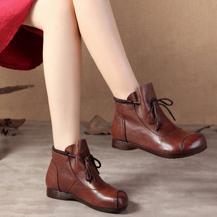 Autumn Winter Velvet Leather Retro Boots