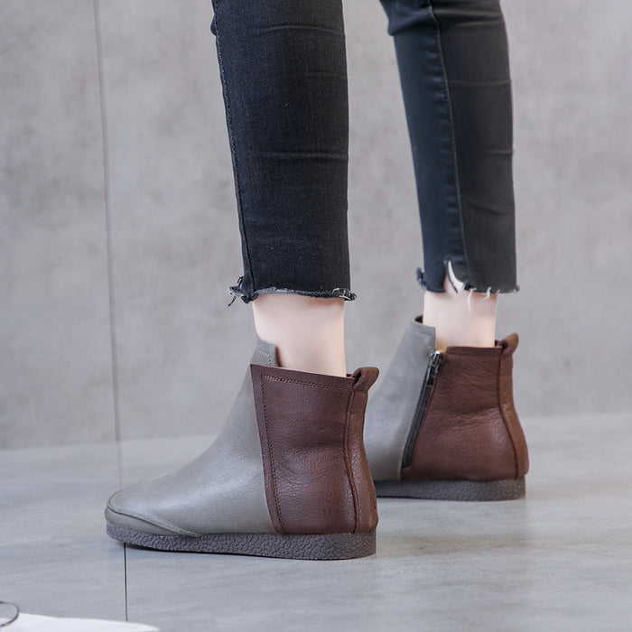 Autumn Winter Women's Leather Short Boots