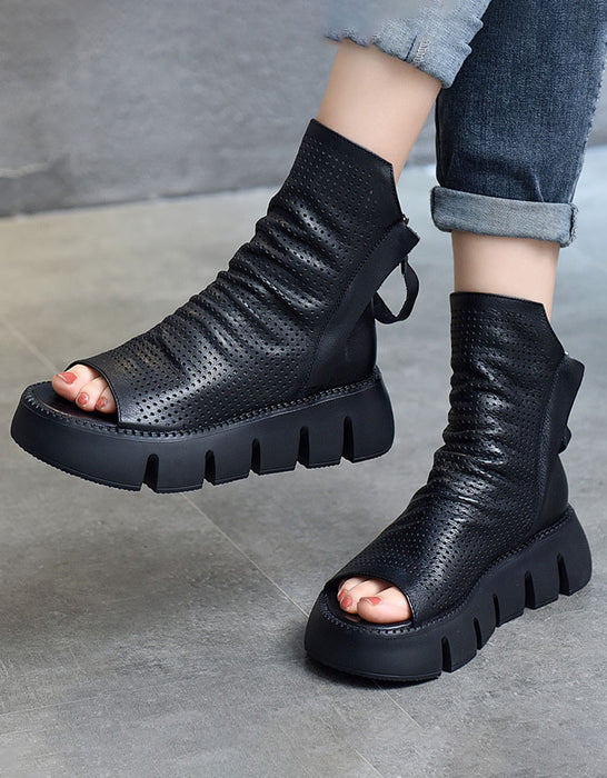 Handmade Retro Platform Fish-toe Sandals Boots May Shoes Collection 2022 98.40