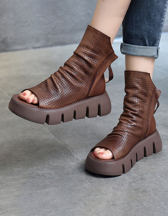 Handmade Retro Platform Fish-toe Sandals Boots May Shoes Collection 2022 98.40